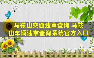 马鞍山交通违章查询 马鞍山车辆违章查询系统官方入口